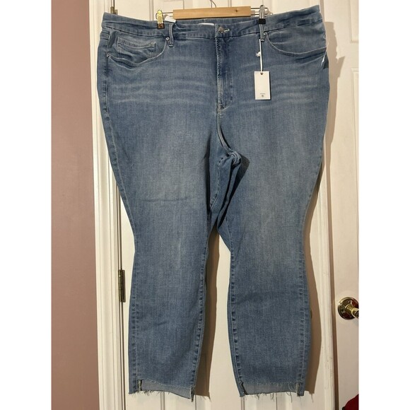 Good American Good Legs Jeans Womens Plus Size 30/29 Raw Hem Skinny Stretch - Picture 1 of 10
